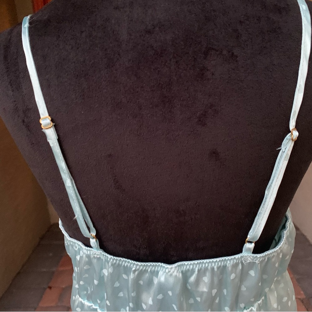 Baby Blue Babydoll Heart Print Satin Camisole Top - Picture 4 of 5